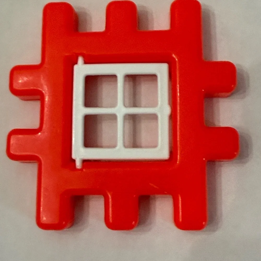 VTG Little Tikes Waffle Blocks 5 Piece Lot‎ 4 Windows 1 Door Red & Blue 4 Inches